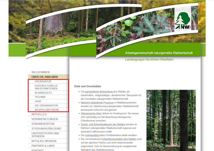 Menü - Über die ANW-NRW Menü - Über die ANW-NRW